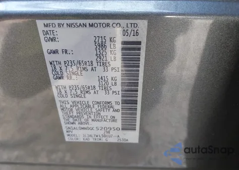 2016 Infiniti Qx60 from USA, damaged, VIN 5N1AL0MN0GC520950